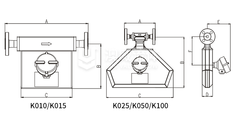 K系列质量流量计安装尺寸图